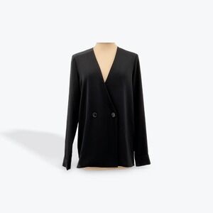 New Look Black Blazer-style‎ Blouse Minimalist Long Sleeve Size US 2